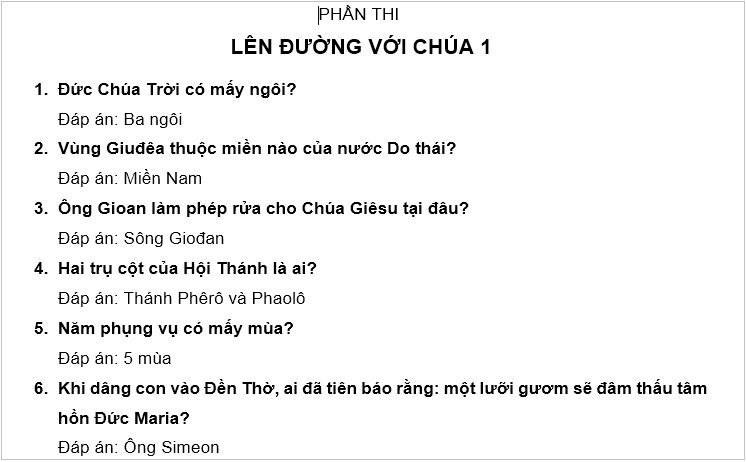 Gameshow Giáo lý - lên đường với chúa