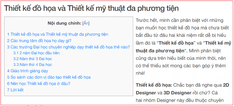 table of content