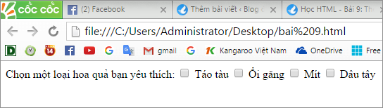 form checkbox trong html