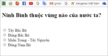 Tạo câu hỏi trắc nghiệm xử dụng form