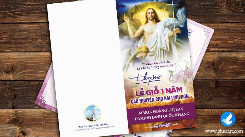 Thiết kế Thiệp mời Công giáo nhân dịp lễ giỗ 1 năm 