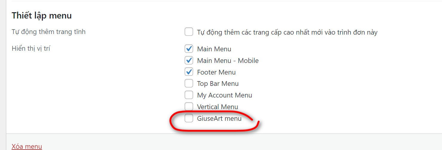 Giuseart.com - Khởi tạo menu mới trong wordpress