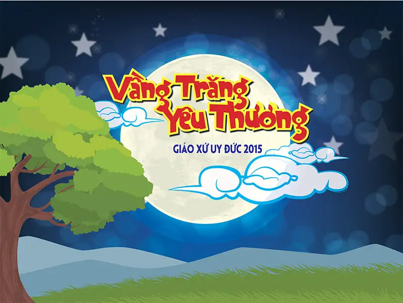 Phông sân khấu trung thu Vầng trăng Chúa thương ban