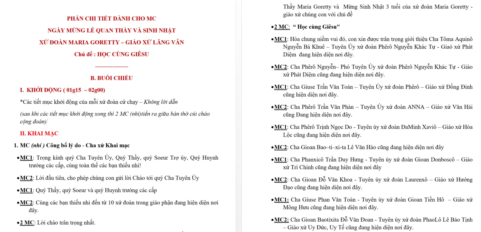 GIuseart.com - Kịch bản chương trình bổn mạng TNTT