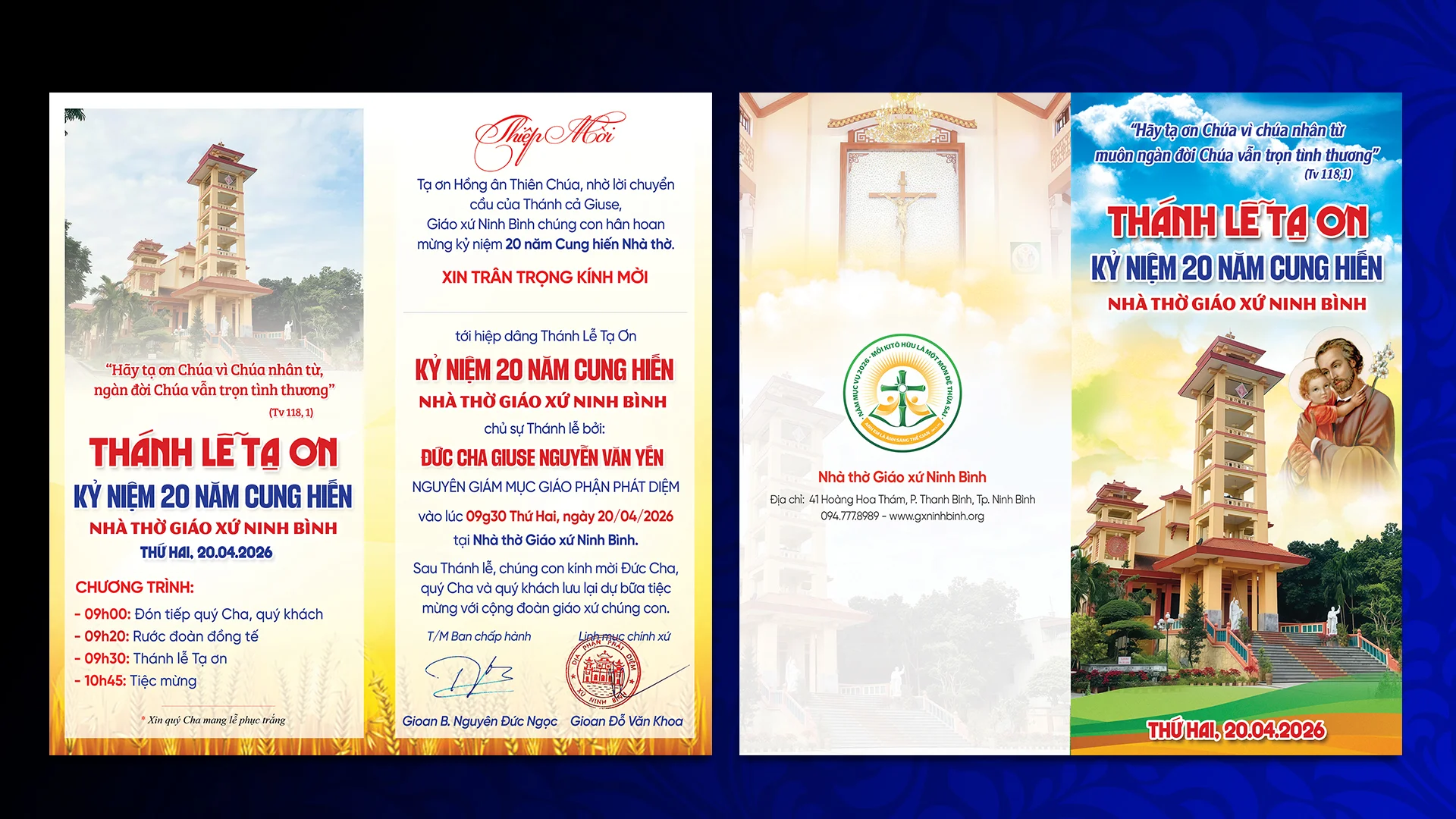Giuseart.com - Thiệp mời kỷ niệm 20 năm Cung hiến nhà thờ Ninh BÌnh