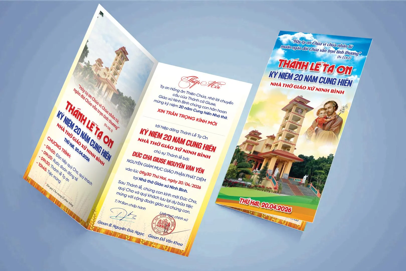 Giuseart.com - Thiệp mời kỷ niệm 20 năm Cung hiến nhà thờ Ninh BÌnh