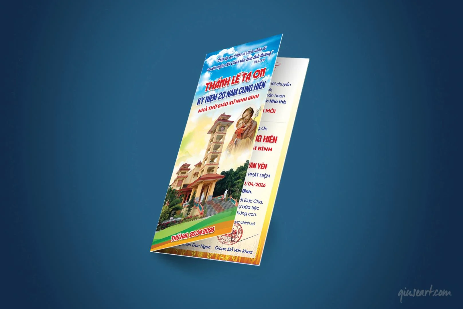 Giuseart.com - Thiệp mời kỷ niệm 20 năm Cung hiến nhà thờ Ninh BÌnh