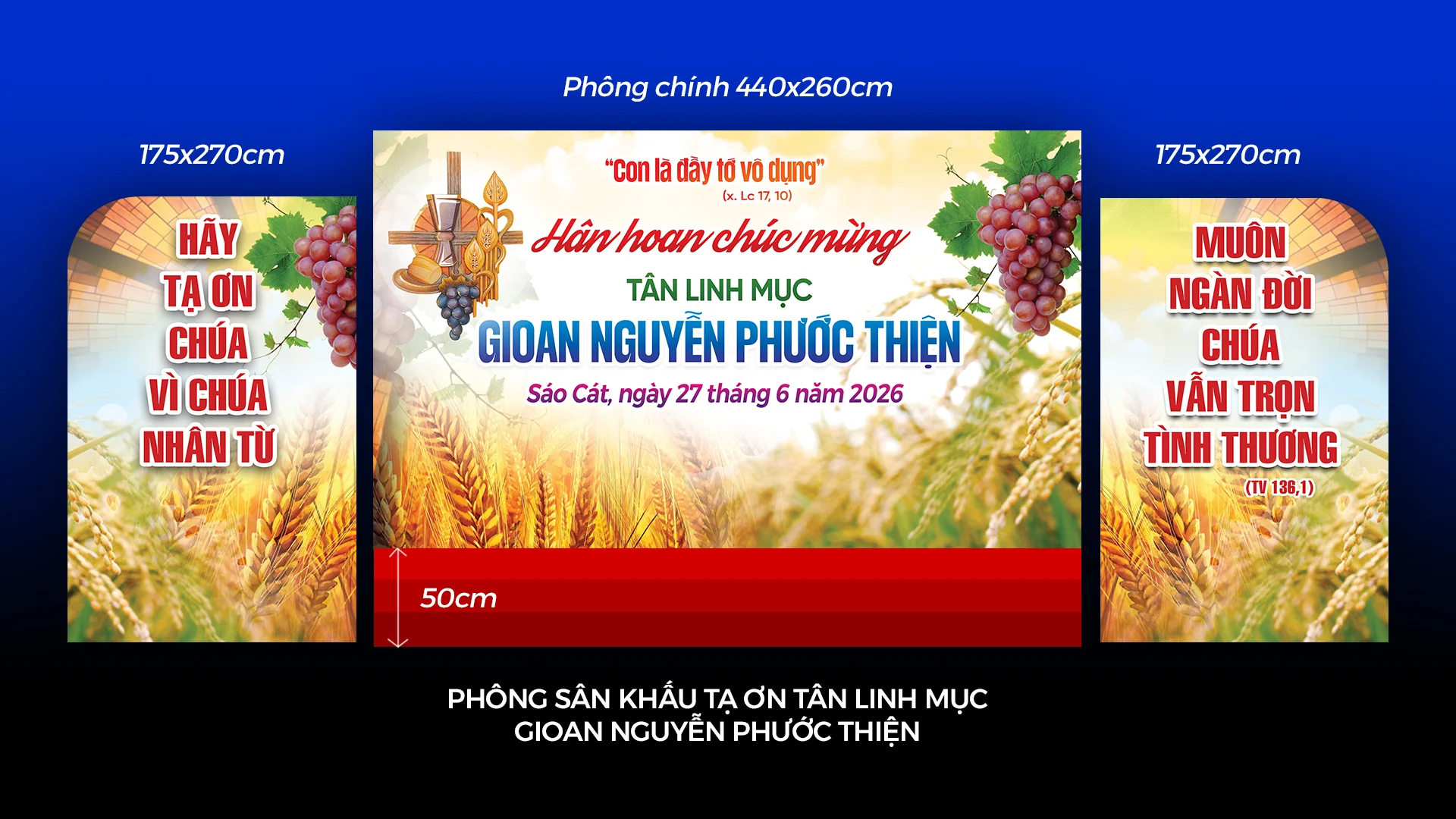Giuseart.com - Phông sân khấu Tạ ơn Tân Linh Mục