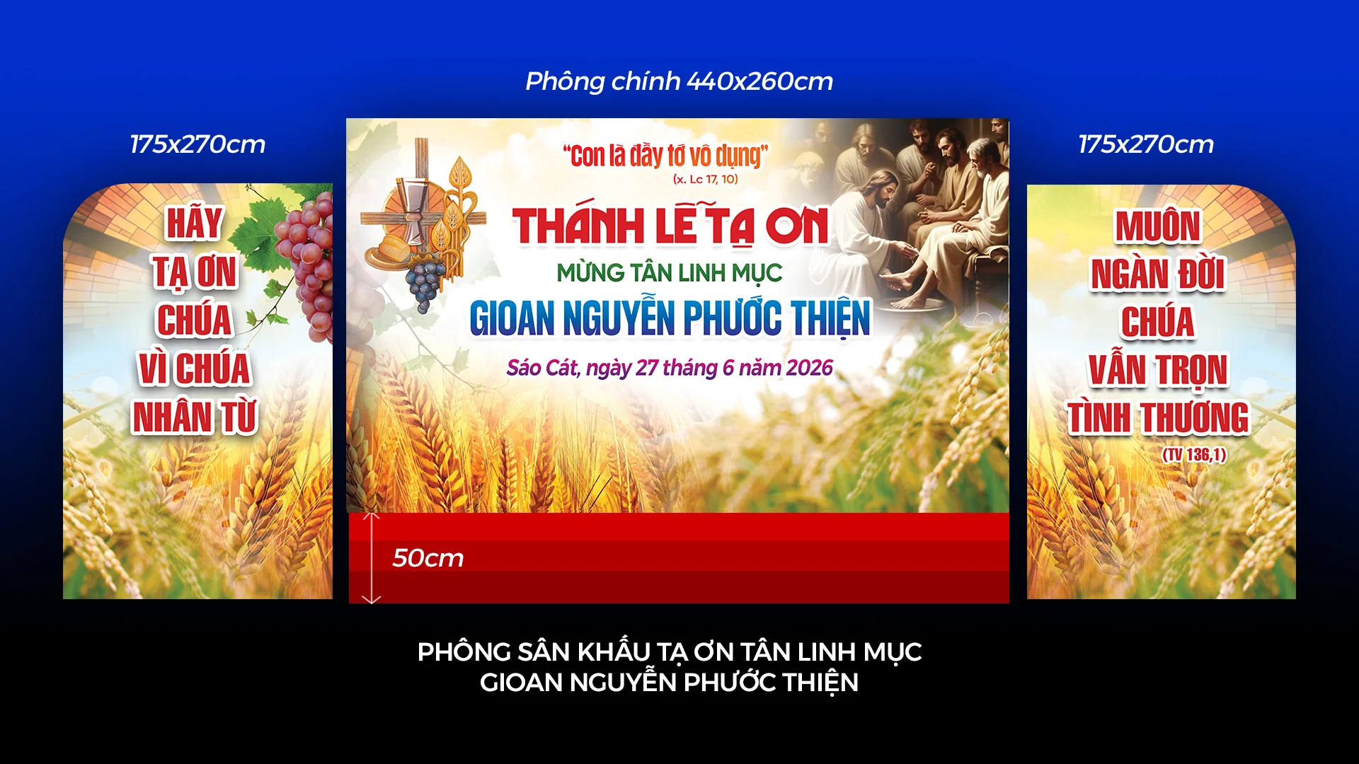 Giuseart.com - Phông sân khấu Lễ tạ ơn Tân Linh Mục
